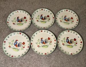 International Tableworks Provence Rooster Dinner Plates 11" Stoneware LOT of 6